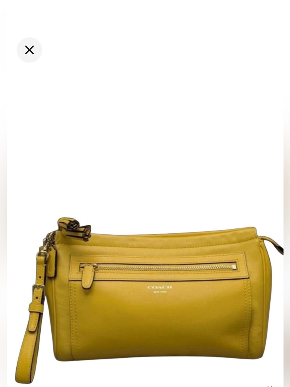 Coach Mustard Yellow Leather Wristlet Crossbody